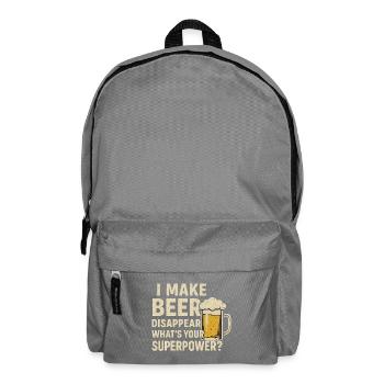 Bier verschwindet – deine Superkraft? - Rucksack - Mittelgrau - Vorne