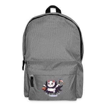 Pixel Halloween Dämon mit Kürbislaterne - Rucksack - Mittelgrau - Vorne