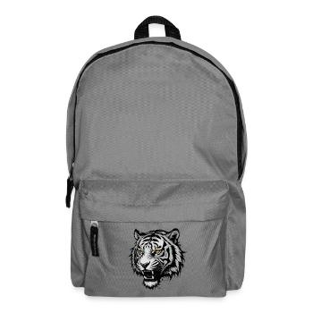 Black White Tiger Head with Orange Eyes - Backpack - elephant grey - Front