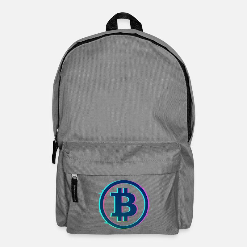 Neon Bitcoin Logo – Futuristic Crypto Glow Design - Rucksack - Mittelgrau