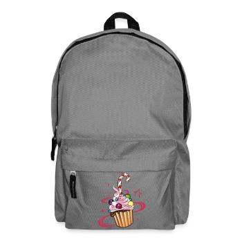 Muffin mit Sternen, Süßigkeiten und Zuckerstange. - Rucksack - Mittelgrau - Vorne