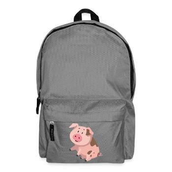 Kleines Schweinchen Illustration – süßes Tiermotiv - Rucksack - Mittelgrau - Vorne