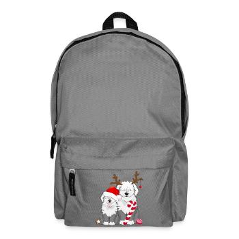 two cute bobtail dogs celebrate Christmas - Backpack - elephant grey - Front