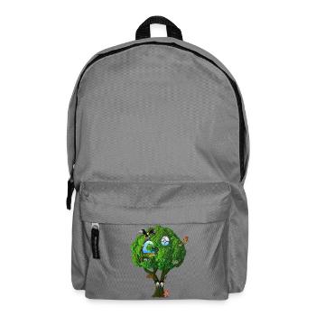 Cabane dans les arbres Fantasy Arbre avec des yeux Oiseaux Champignons - Sac à dos - gris éléphant - Devant