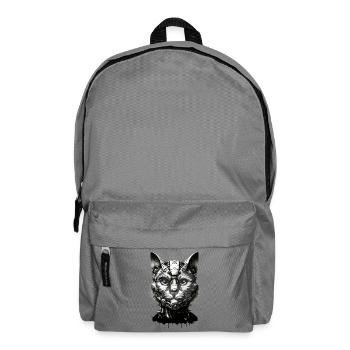 Katzenkopf gestaltet als Roboter im Retro-Look - Rucksack - Mittelgrau - Vorne