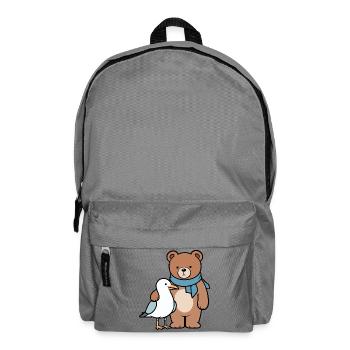 Niedlicher Bär und Vogel Design - Rucksack - Mittelgrau - Vorne