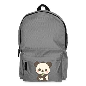 Bébé panda kawaii avec motif feuille - Sac à dos - gris éléphant - Devant
