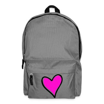 Leuchtendes Pinkes Herzmotiv - Rucksack - Mittelgrau - Vorne