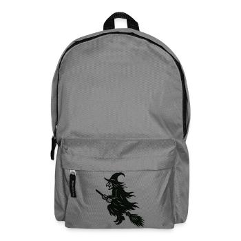Halloween-Hexe auf Besen Silhouette - Rucksack - Mittelgrau - Vorne