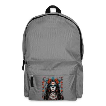 Sugar Skull Floral Queen - Backpack - elephant grey - Front