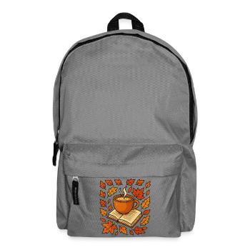 Herbstlese: Kaffee & Buch - Rucksack - Mittelgrau - Vorne