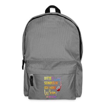 Please don't push – wine in your hand - Backpack - elephant grey - Front