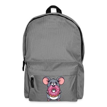 Cute Mouse with Donut Cartoon Dessert Candy - Backpack - elephant grey - Front