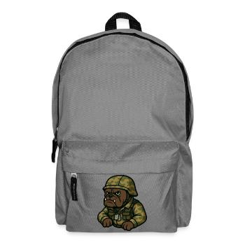 Bulldog Soldier in Camouflage Tough Mascot Art - Backpack - elephant grey - Front