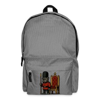 Bulldog Royal Guard with Throne British Cartoon - Backpack - elephant grey - Front
