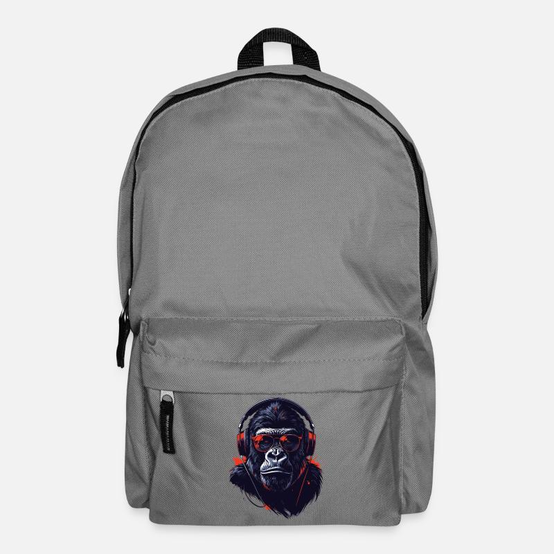 Gorilla mit Kopfhörern Cooles Motiv - Rucksack - Mittelgrau