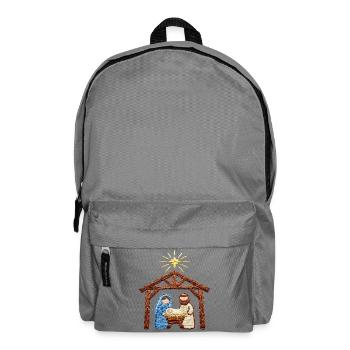 Bestickte Krippe – Weihnachtsgeschichte (gedruckt) - Rucksack - Mittelgrau - Vorne