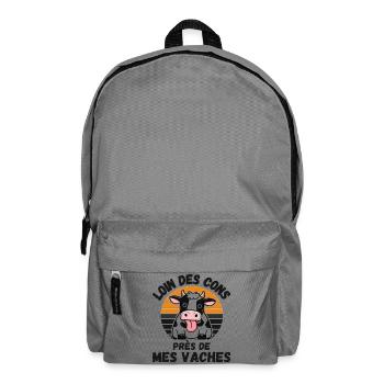 Loin Des Cons Près De Mes Vaches Humour Vintage - Sac à dos - gris éléphant - Devant