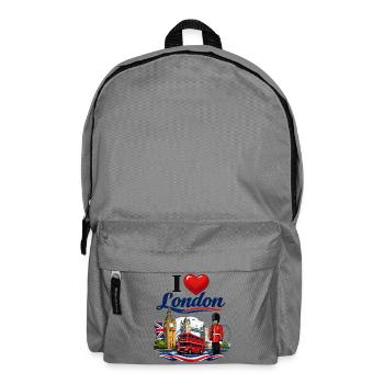 I Love London – Ikonische britische Ikonen - Rucksack - Mittelgrau - Vorne
