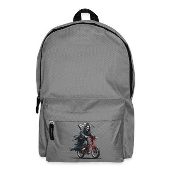 Sensenmann auf Fahrrad – dunkles Humor Motiv - Rucksack - Mittelgrau - Vorne