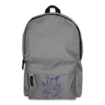 Motif floral bleu dans le style d’art populaire - Sac à dos - gris éléphant - Devant