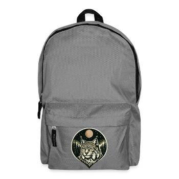 Silent Focus - Lynx in Woodcut Style - Backpack - elephant grey - Front