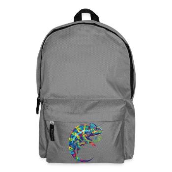 Colorful chameleon sitting on branch motif - Backpack - elephant grey - Front