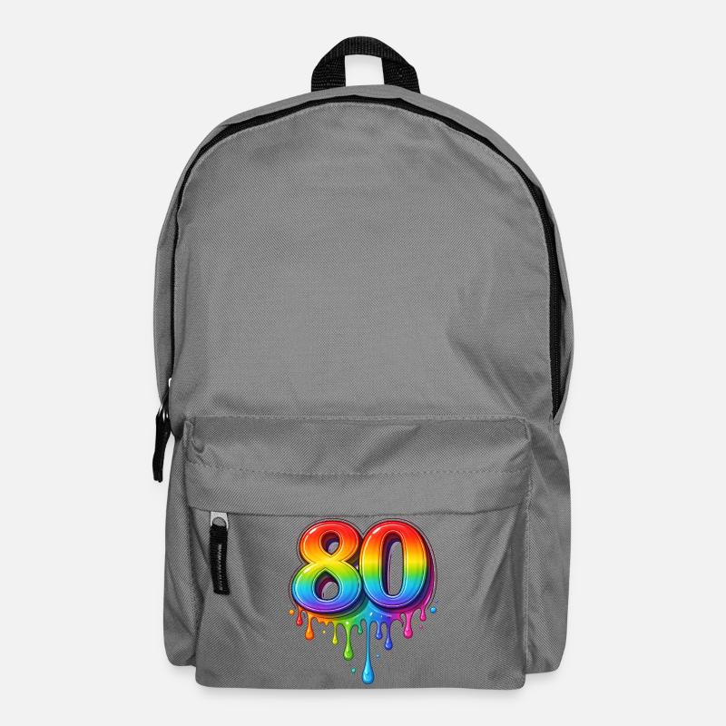 80 Regenbogen Retro Zahl - Rucksack - Mittelgrau
