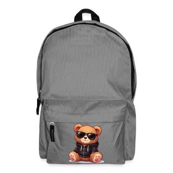 Cooler Hoodie-Teddy mit Sonnenbrille - Rucksack - Mittelgrau - Vorne