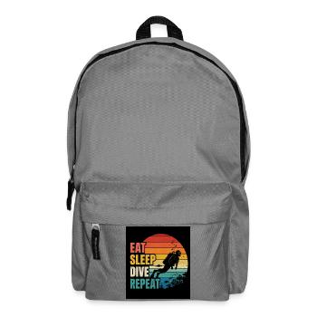 Eat Sleep Dive Repeat – Taucher Motiv - Rucksack - Mittelgrau - Vorne