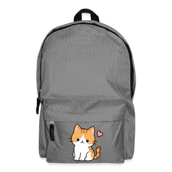Süßes Kawaii-Kätzchen mit rosa Herz - Rucksack - Mittelgrau - Vorne