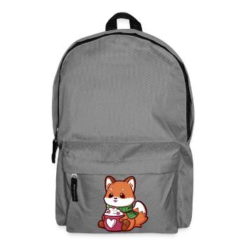 Cuddly Fox with Hearts Mug and Scarf - Backpack - elephant grey - Front