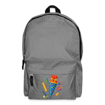 Bunte Schultüte mit Schulbedarf  - Rucksack - Mittelgrau - Vorne