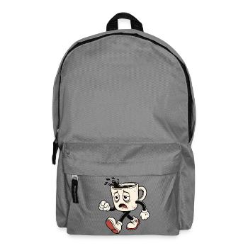 Müder Kaffeebecher Cartoon - Rucksack - Mittelgrau - Vorne