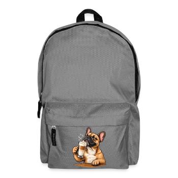 Frenchie mit Latte Macchiato - Rucksack - Mittelgrau - Vorne