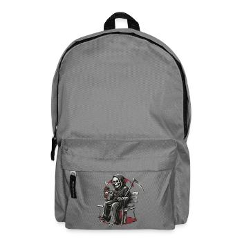 Grim Reaper Kaffee auf Bank - Rucksack - Mittelgrau - Vorne
