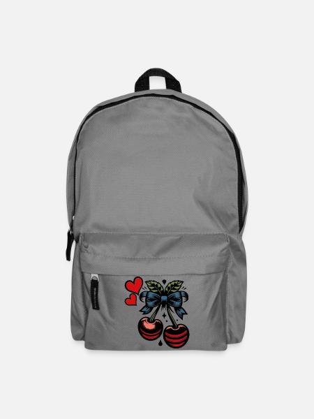 Kirsch-Duo mit Schleife Retro-Pop-Art - Rucksack - Mittelgrau