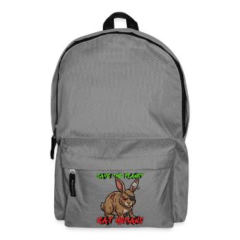 Save The Planet Eat Humans – Horror Motiv Hase - Rucksack - Mittelgrau - Vorne