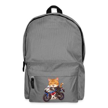 Katze auf Bike auf Motorrad  - Rucksack - Mittelgrau - Vorne