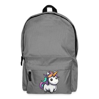 Pastell Unicorn mit Regenbogenmähne - Rucksack - Mittelgrau - Vorne