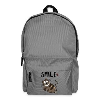 Smile Grinsekatze - Katze - Katzen - Herz - Cat - Rucksack - Mittelgrau - Vorne
