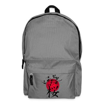 Japanische Kirsche schwarz und rote Sonne - Rucksack - Mittelgrau - Vorne