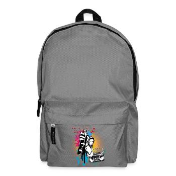 cool street art motif sprayer with ghetto blaster - Backpack - elephant grey - Front