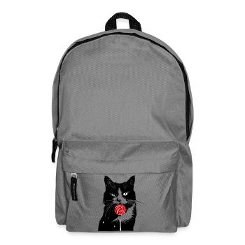 Katze Naschkatze Lolli Süßigkeiten - Rucksack - Mittelgrau - Vorne