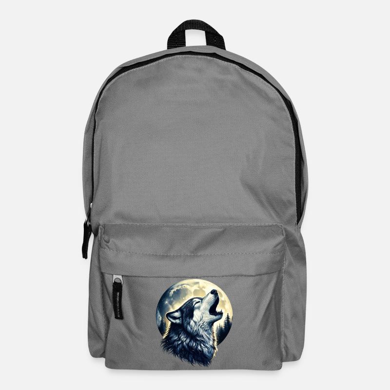 Wolf heult den Vollmond an - Rucksack - Mittelgrau