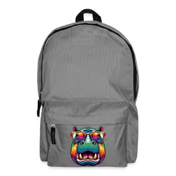 Hippopotamus with Glasses - Backpack - elephant grey - Front