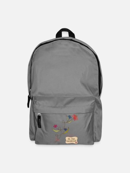Du bist wundervoll, Blumenranke - Rucksack - Mittelgrau