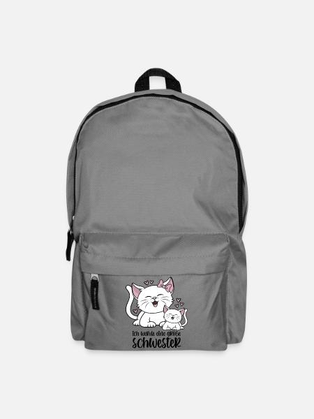 Ich werde eine große Schwester - Katzen Baby Katze - Rucksack - Mittelgrau