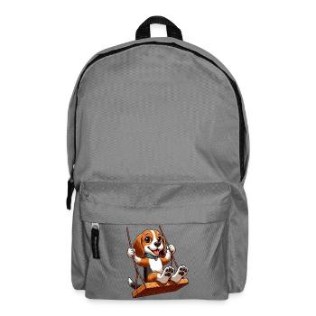 Beagle joyeux sur balançoire chien de terrain de jeu - Sac à dos - gris éléphant - Devant