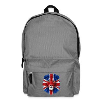 Lion with Union Jack Face Art - Backpack - elephant grey - Front